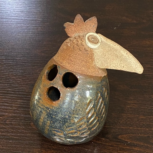 Unique Clay Pottery Bird Sculpture Figurine Toothbrush Holder - Picture 6 of 12